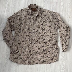 NORTH RIVER OUTFITTERS corduroy Whitetail Deer Shirt Long Sleeve Button Up Large